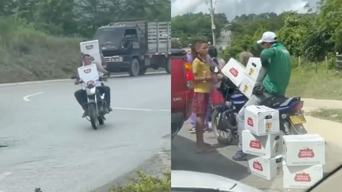 Colombianen doen zich te goed aan bier na crashen vrachtwagen