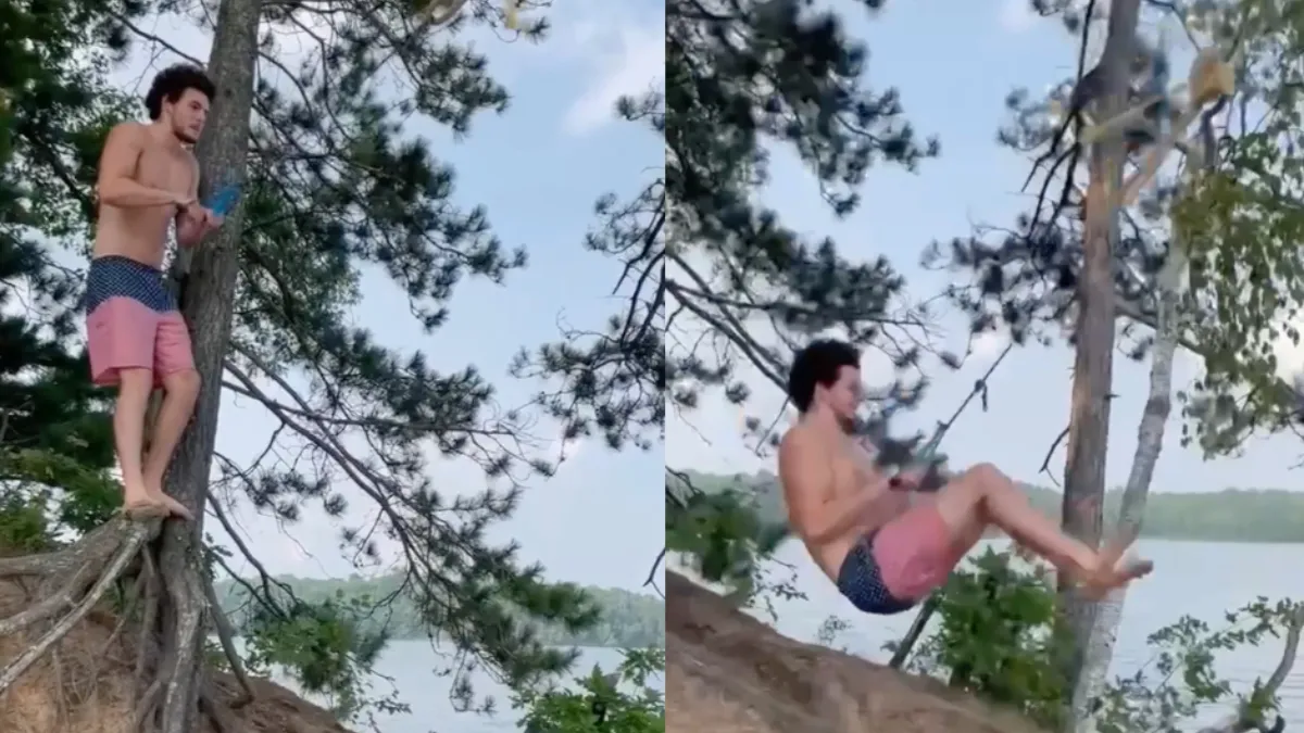 Tarzan wannabe had het even heel slecht