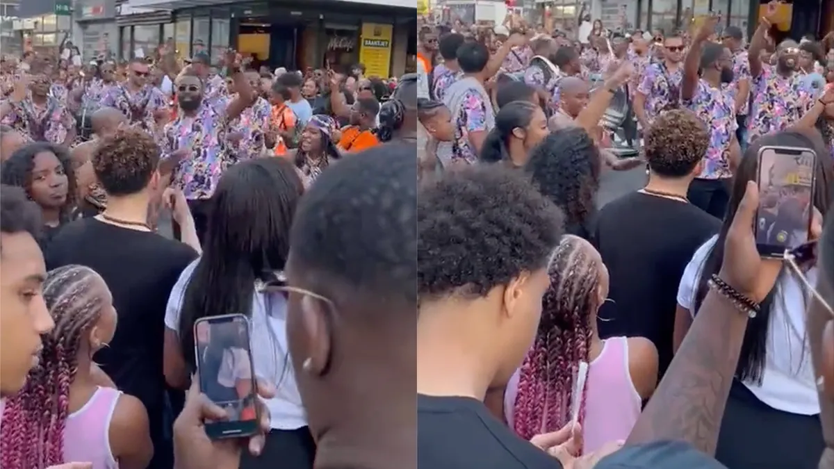 Brassband speelt 'Je hebt de boot gemist' tijdens Zomercarnaval in Rotterdam
