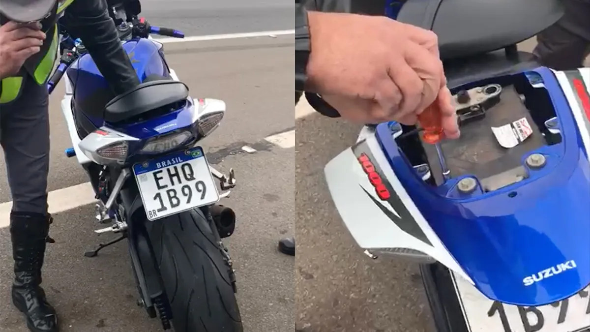 Braziliaanse motorrijder betrapt op nummerbord dat kan verdwijnen