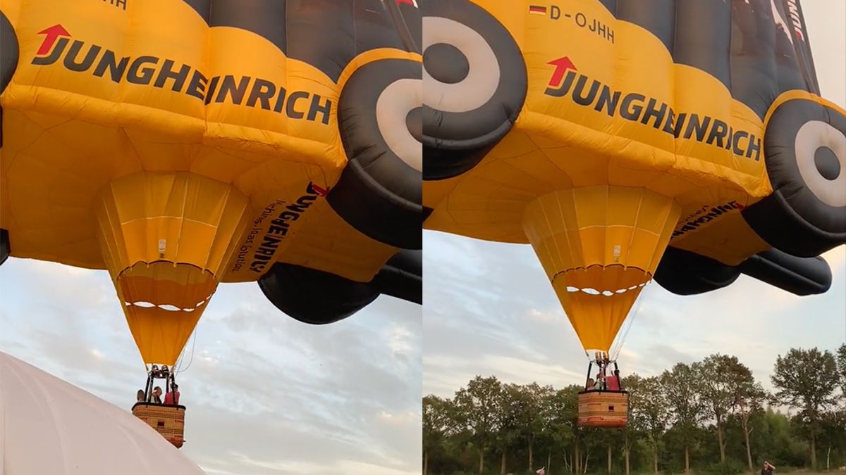 Mooie landing van opvallende heftruck tijdens Twente Ballooning 2022