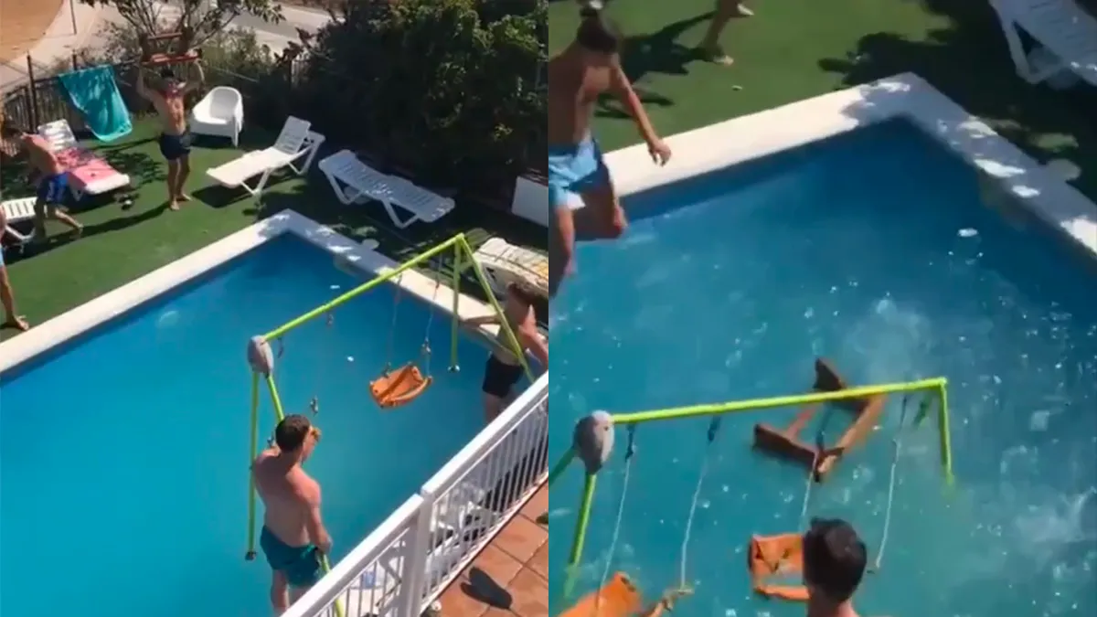 Nederlanders op vakantie in Lloret de Mar van gezellige boel van zwembad