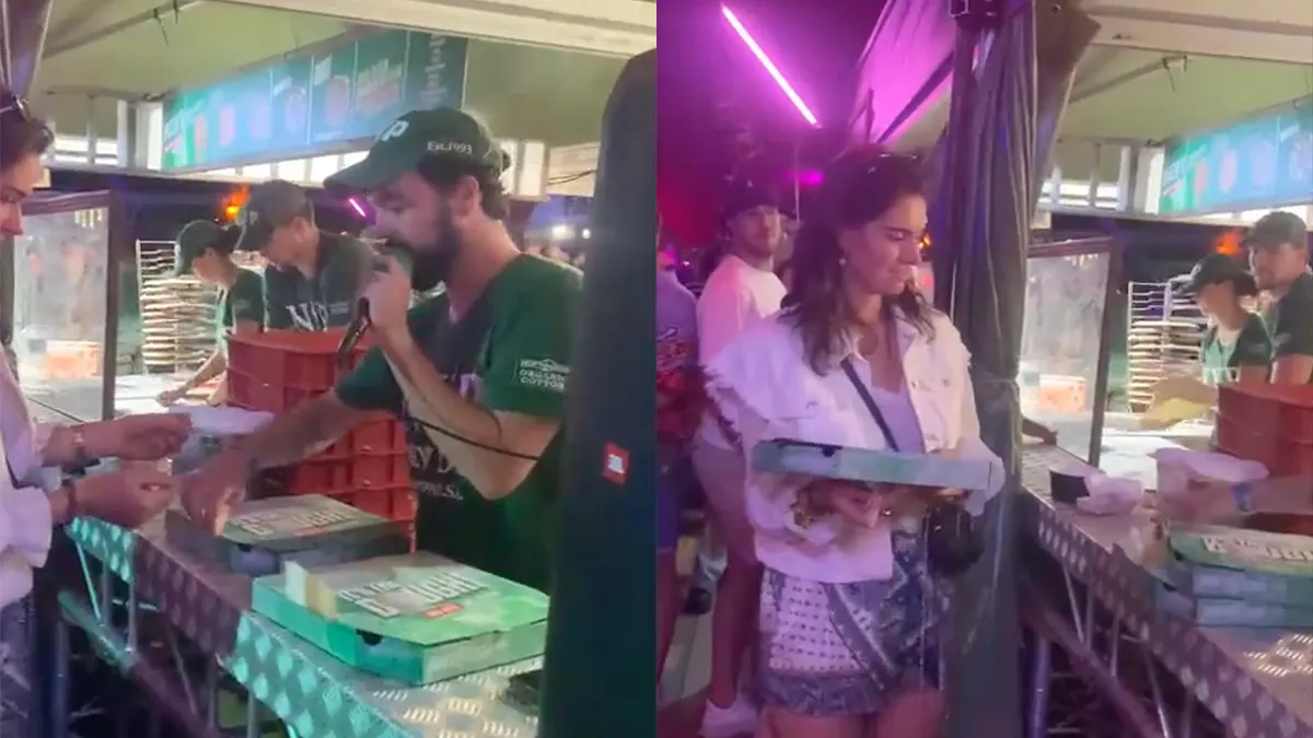 Rapper vermaakt mensen op Lowlands tijdens wachten en afhalen pizza