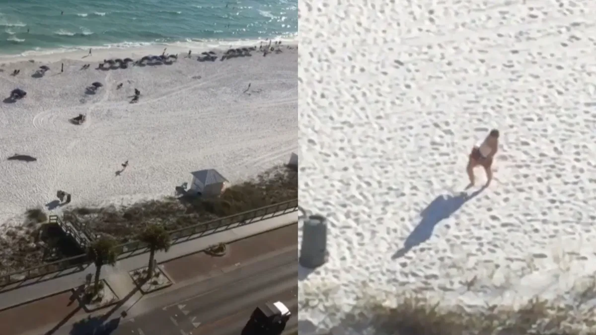 Strandganger verandert na paar drankjes in een zeester