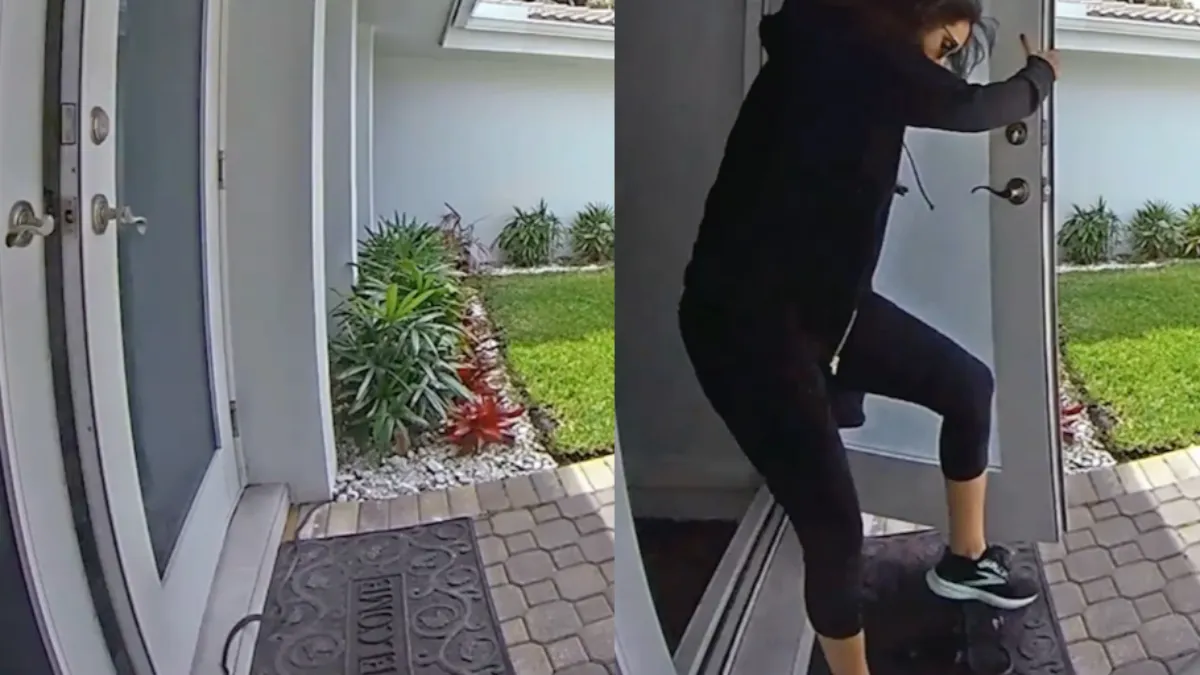 Ring camera legt vast dat vrouw terecht begin te gillen
