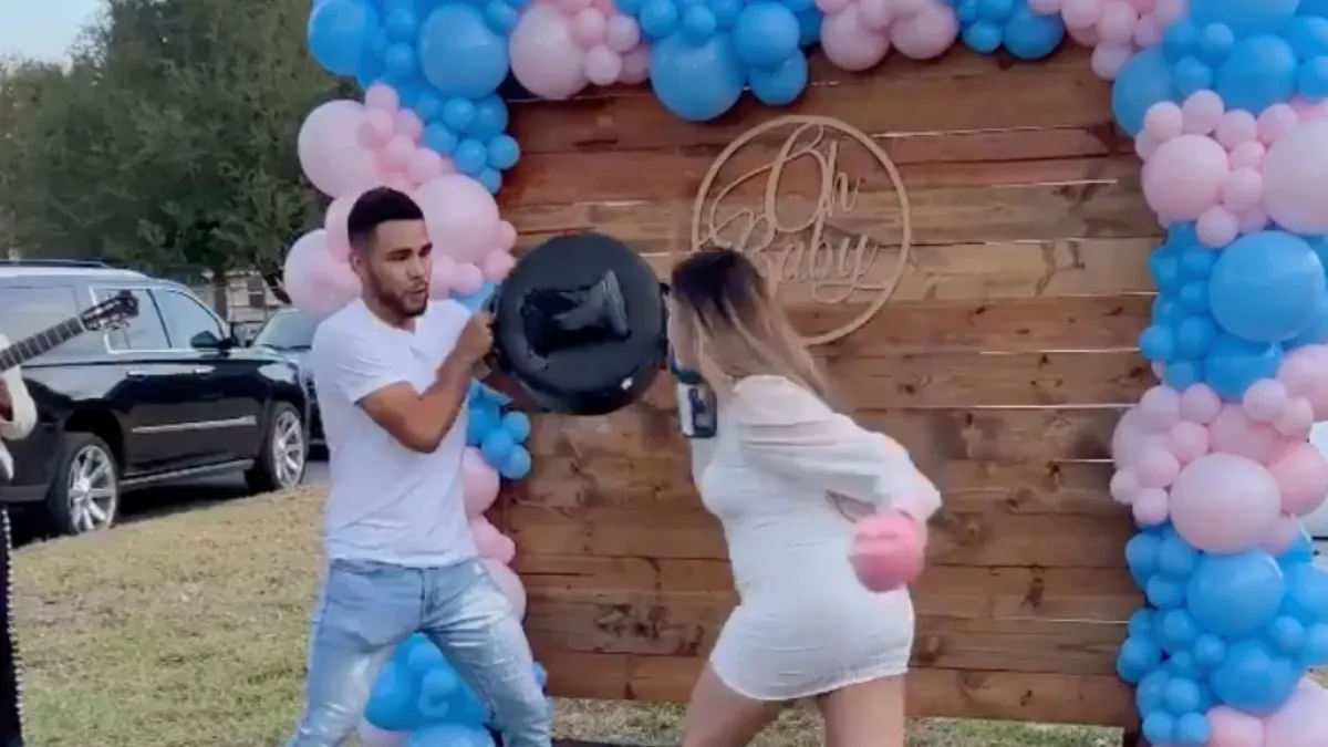 Gender reveal feestje levert aanstaande moeder een kleurtje op