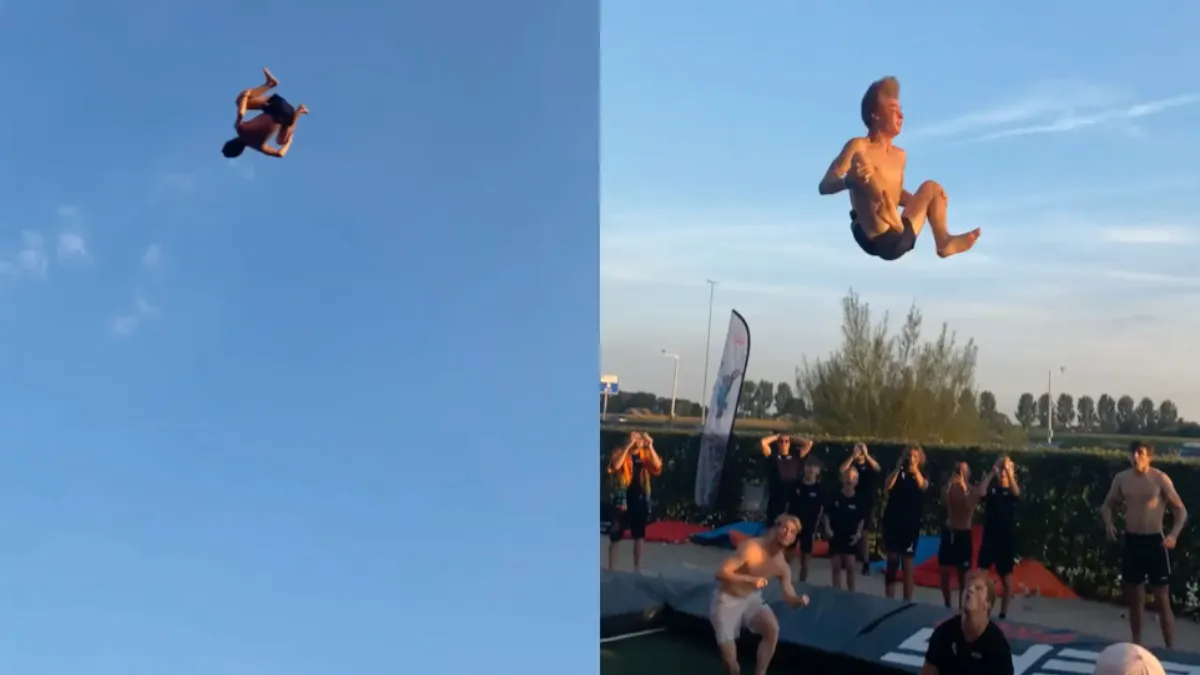 Ernest Brenchley doet 9 flips en verbreekt daarmee zijn eigen record