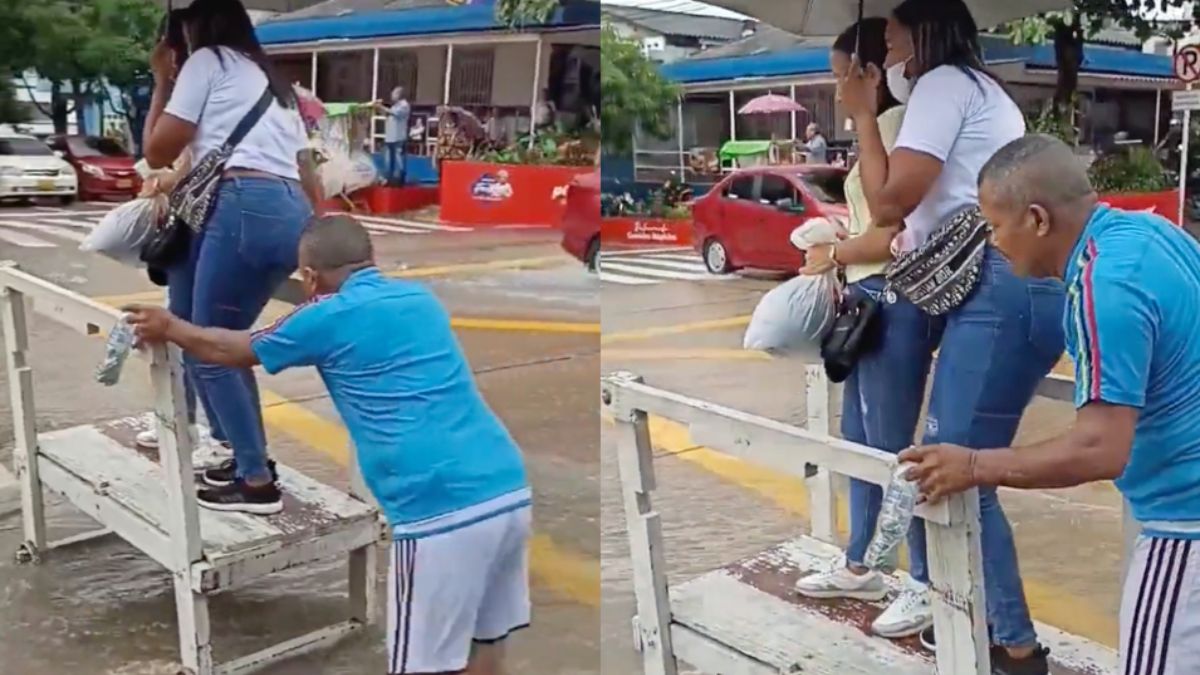 Eigenaar oversteek-service in Barranquilla werkt alleen als het regent