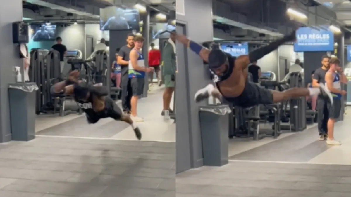 Stuiterbal gaat helemaal los in de sportschool