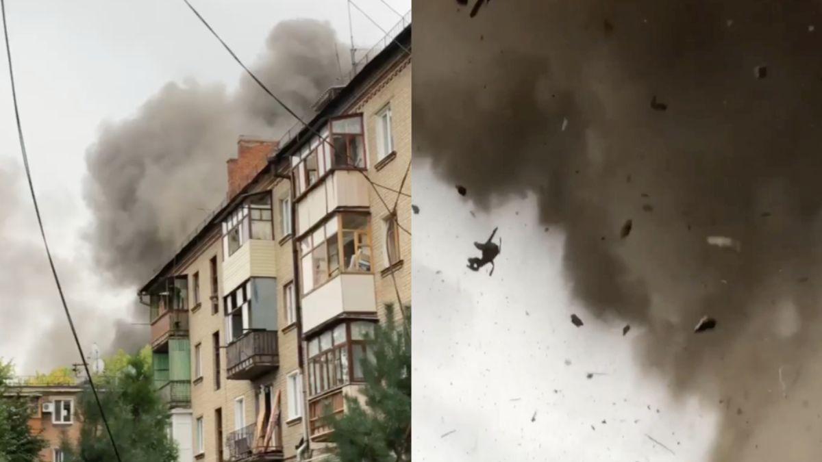 Flinke explosie in Oekraïense Mykolaivka vastgelegd