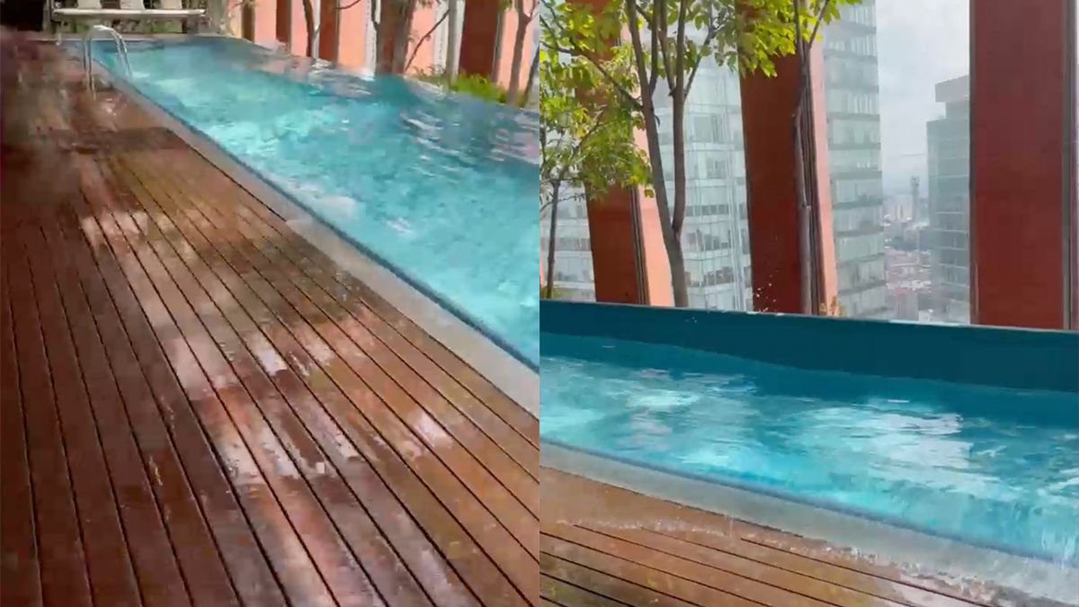 Aardbeving maakt van zwembad een golfslagbad in Mexico-Stad