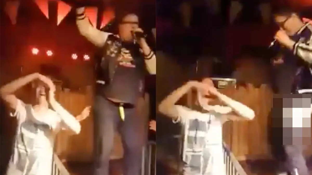 Broek van Zanger Rinus naar beneden getrokken tijdens optreden