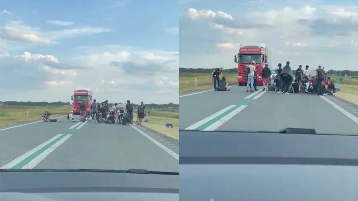 Geen goed idee: Asielzoekers blokkeerden N366 bij azc ter Apel door op de weg te liggen