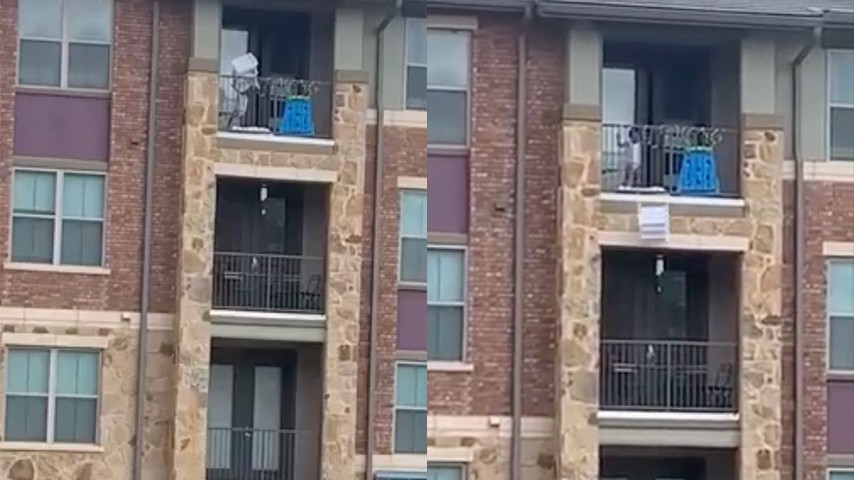 Ouders letten even niet op, kind ruimt balkon grondig op