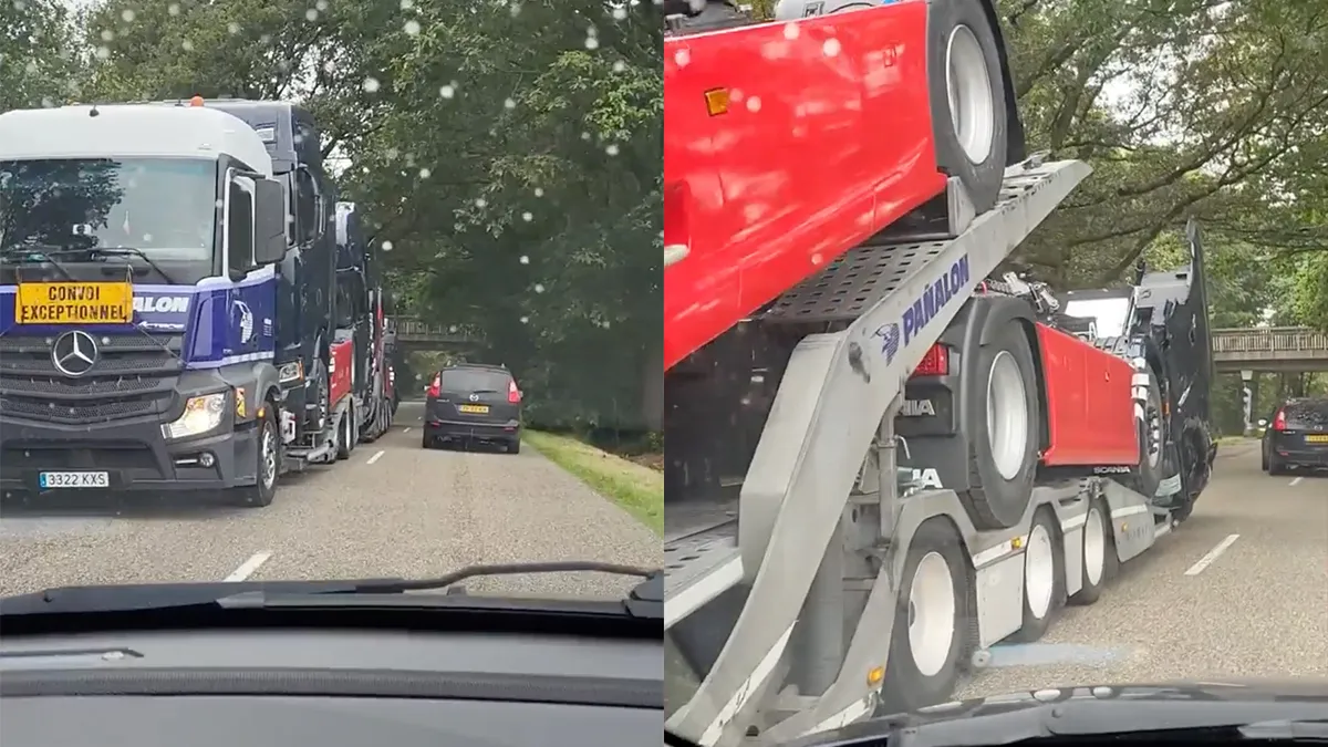 Soms heb je als vrachtwagenchauffeur enorme pech, dan is je cabine weg