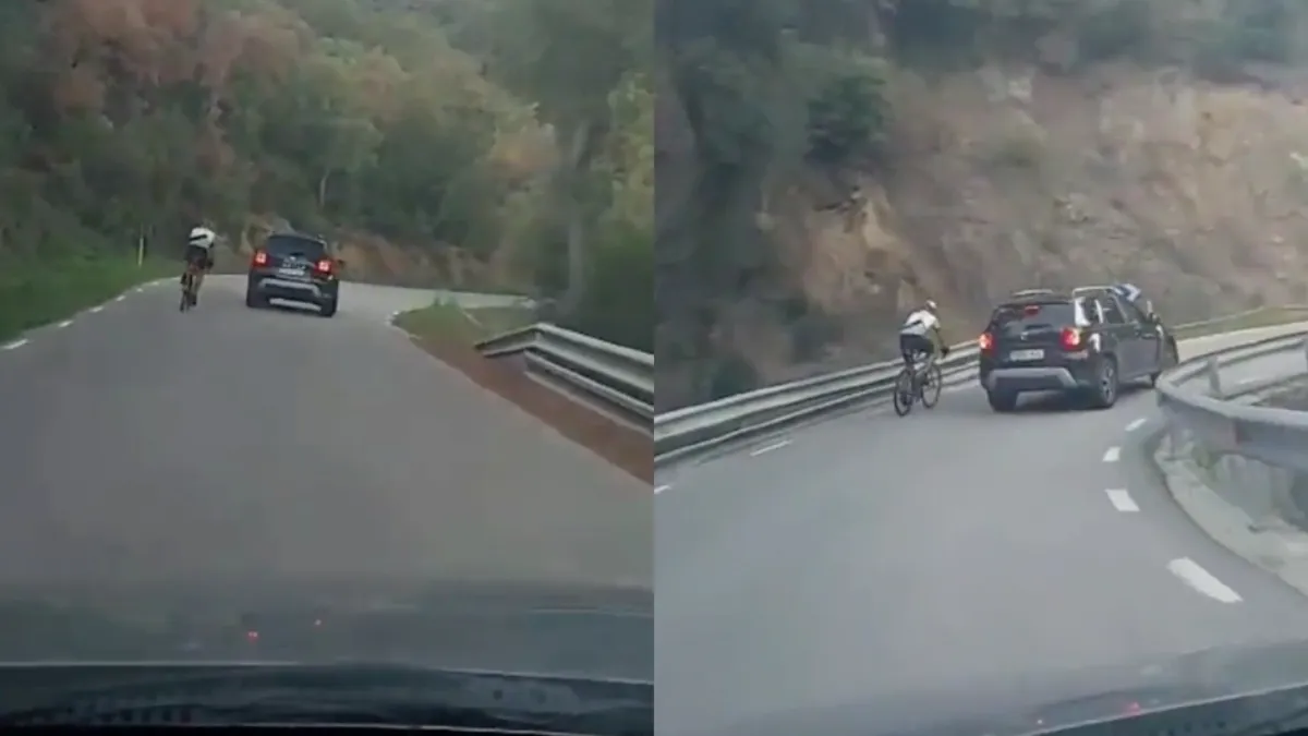 Ongeduldige wielrenner krijgt waar hij om vroeg tijdens afdaling in Spanje