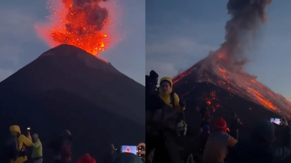 Volcán de Fuego in Guatemala liet toeristen rennen