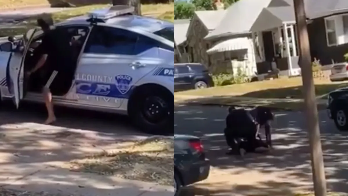 Toch lastig uitleggen waarom de achterzijde van politieauto in elkaar ligt