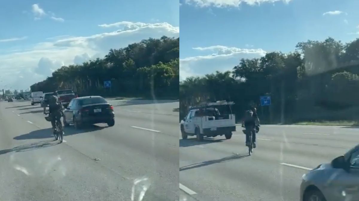 Fietser ziet snelweg aan voor fietspad in Florida en dat gaat allemaal maar net goed
