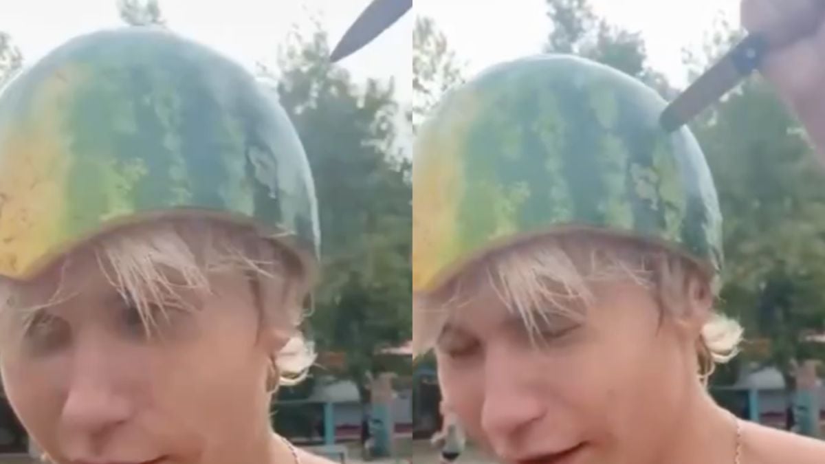 Helm gemaakt van watermeloen blijkt mes steek test niet te doorstaan