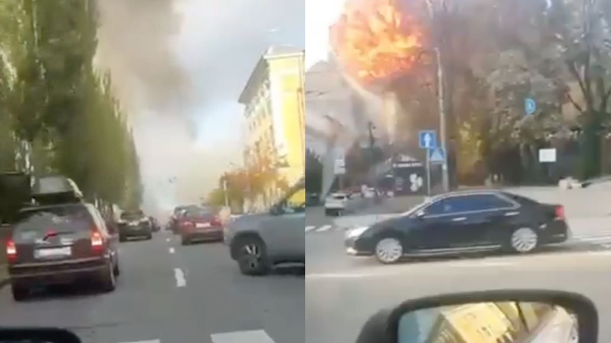 Moment dat er nog een raket inslaat in Kiev