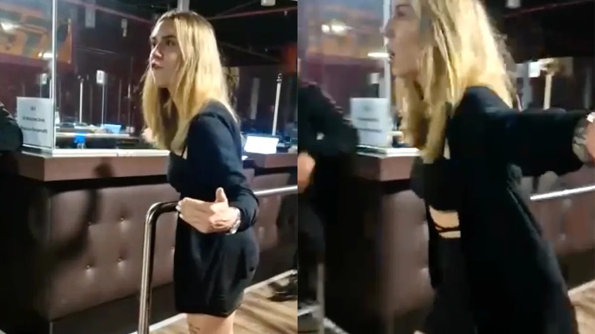 Blonde Duitse dame kwam erachter dat gigantische Rus slaan onverstandig is