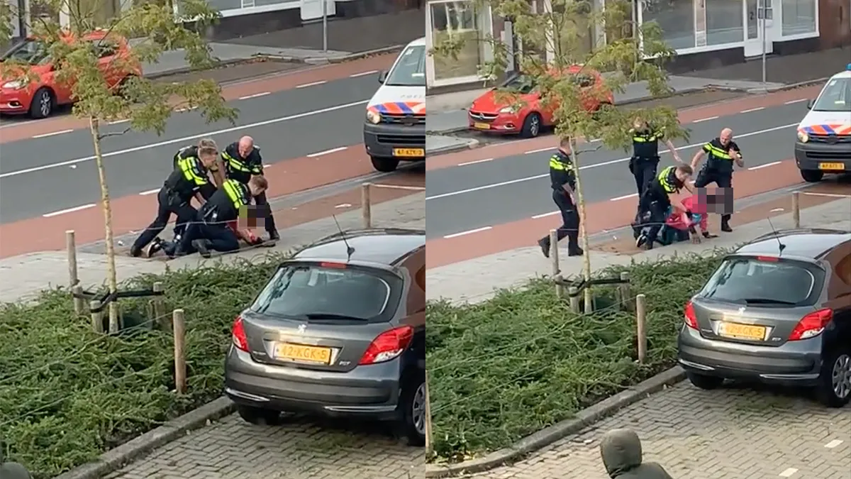 Er zijn flink veel agenten nodig om Flink bezorger aan te houden