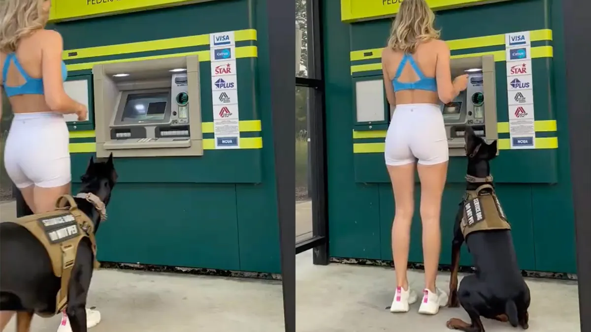 Katya heeft twee Dobermann honden en voelt zich zeker veilig tijdens het pinnen