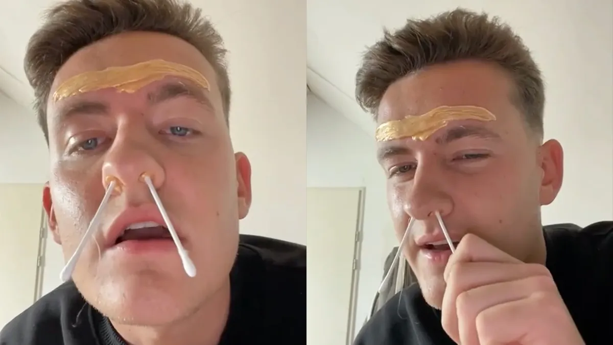 Kevin wil zijn neusharen waxen, maar gaat niet goed