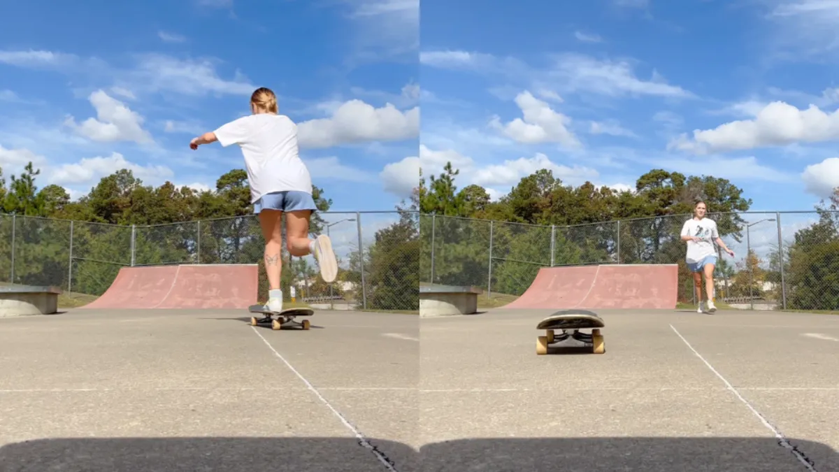 Skater griet helpt haar eigen iPhone 14 scherm aan gort