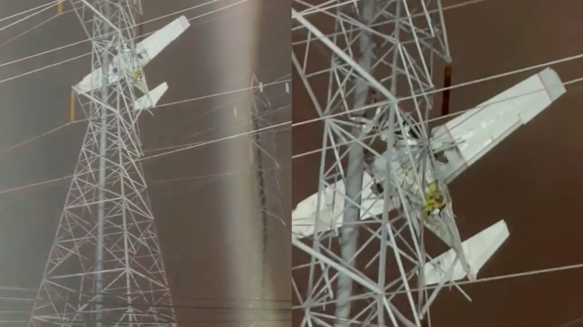 Hoogspanningsmast is echt een hele slechte plek om in te landen