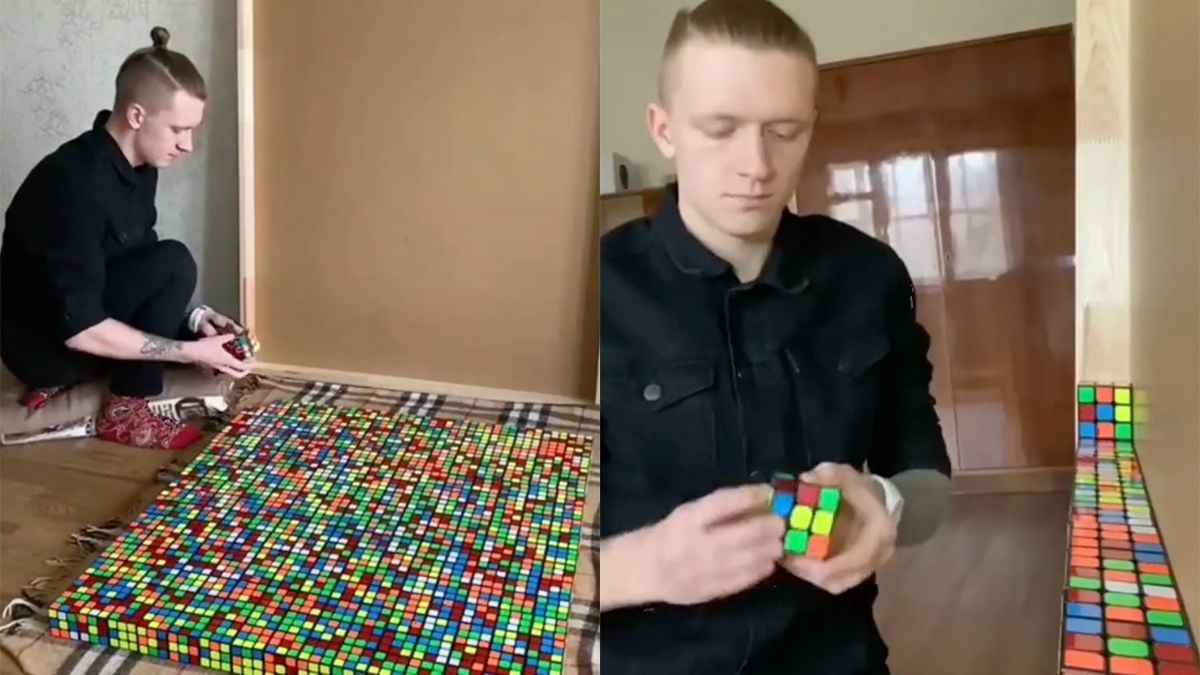 Als je tijd te veel hebt: Foto namaken met Rubik's cubes