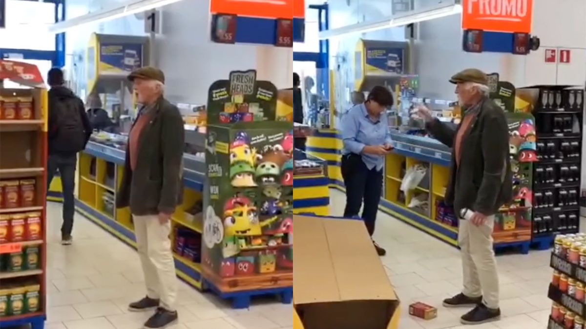 Belgische man is het ergens niet mee eens en onderneemt actie in supermarkt