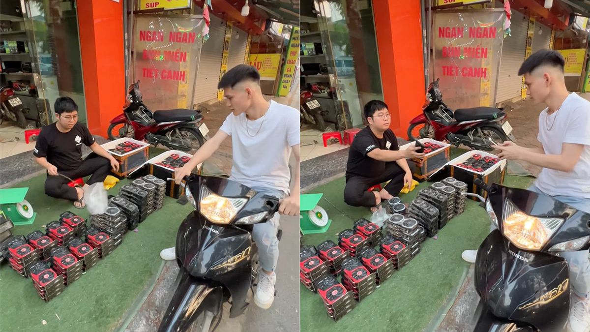 Videokaarten worden per kilo verkocht op straat in Vietnam