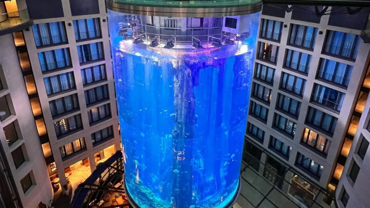 Oeps, reusachtig aquarium in Radisson Berlijn opengebarsten