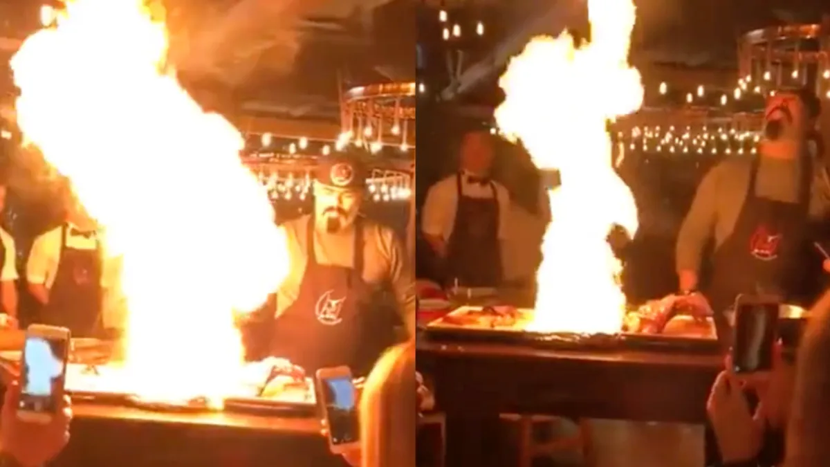 Chef geeft even een heel indrukwekkend showtje weg