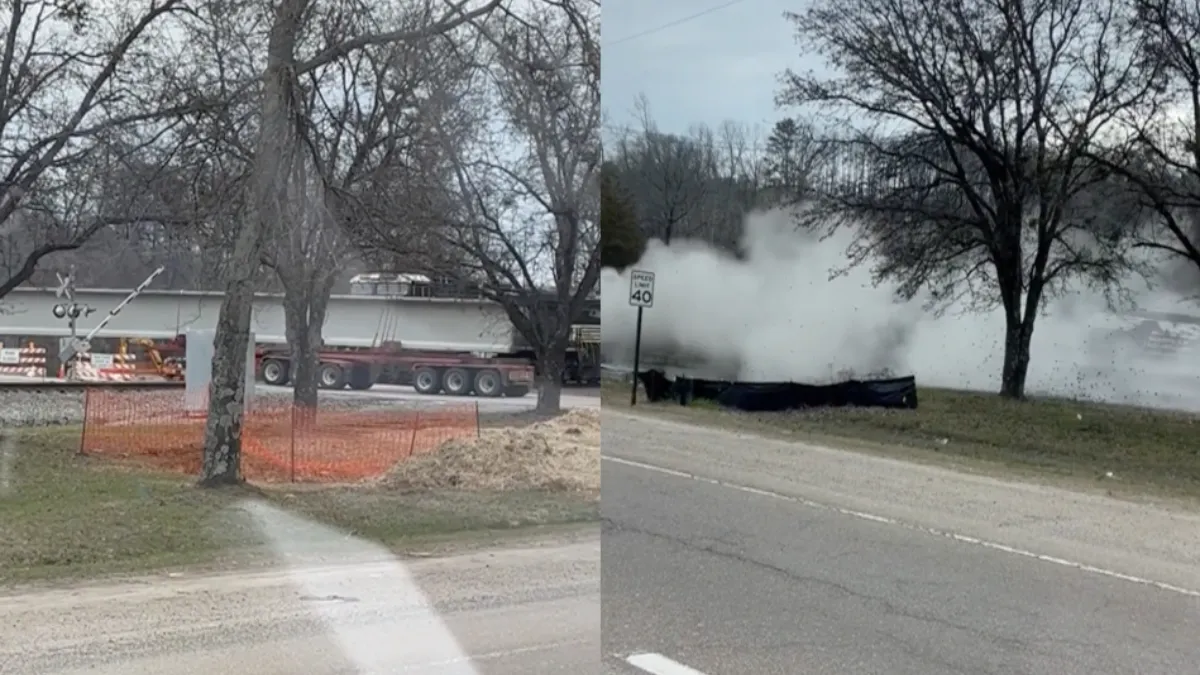 Trein gaat vol door trailer van vrachtwagen in Collegedale