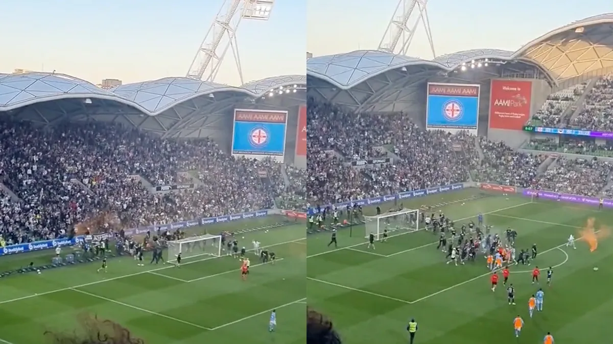 Australische derby loopt uit de hand: Keeper bloedend van veld af na aanval fans