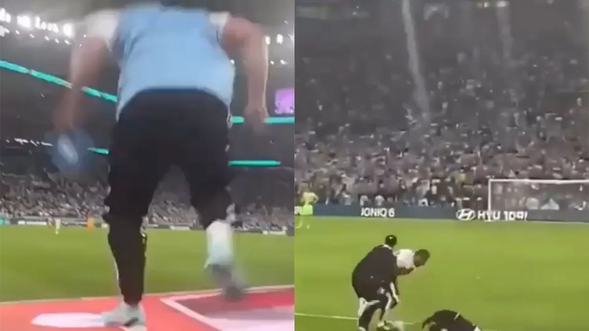 Het moment dat grappenmaker Vitaly het veld bestormde tijdens Nederland tegen Argentinië
