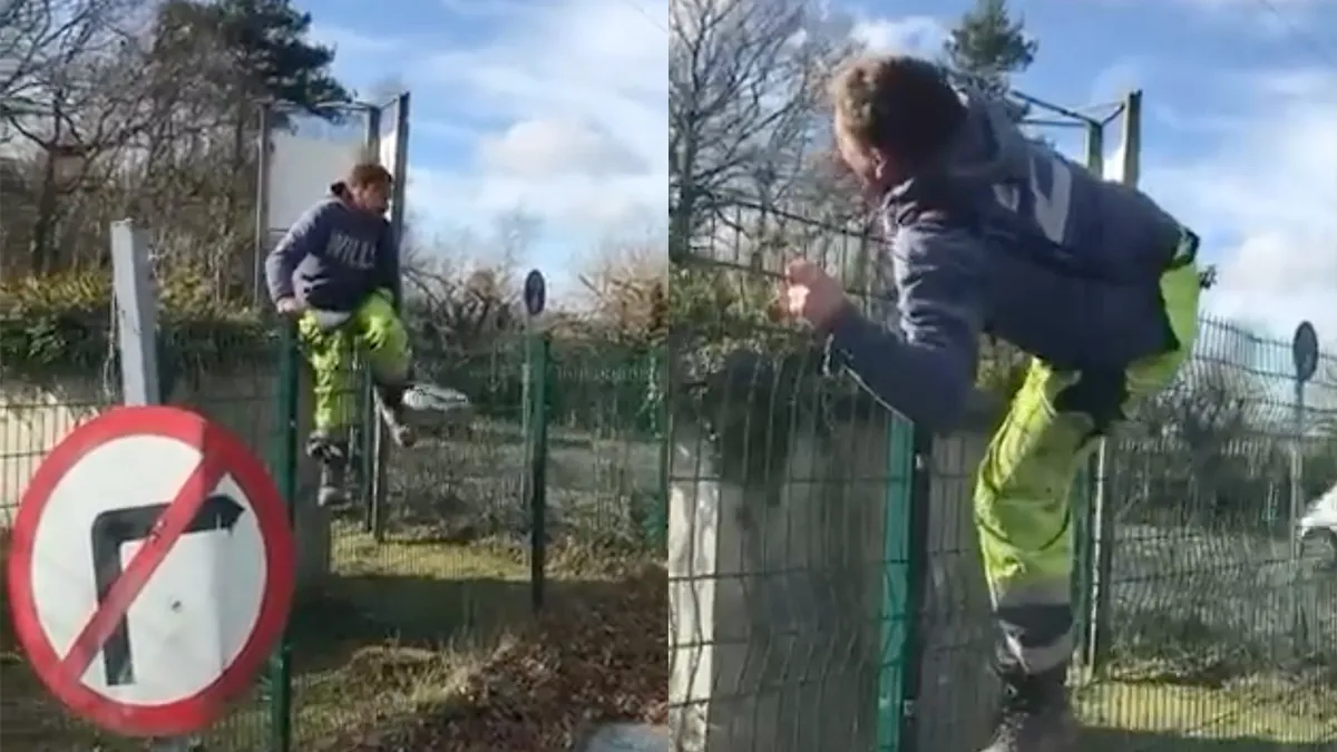 Kyle moet het niet van zijn collega's hebben tijdens klimpartij over hek