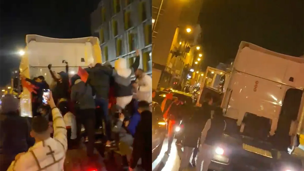 Ondertussen in Molenbeek: Niet slim om te feesten op rijdende vrachtwagen