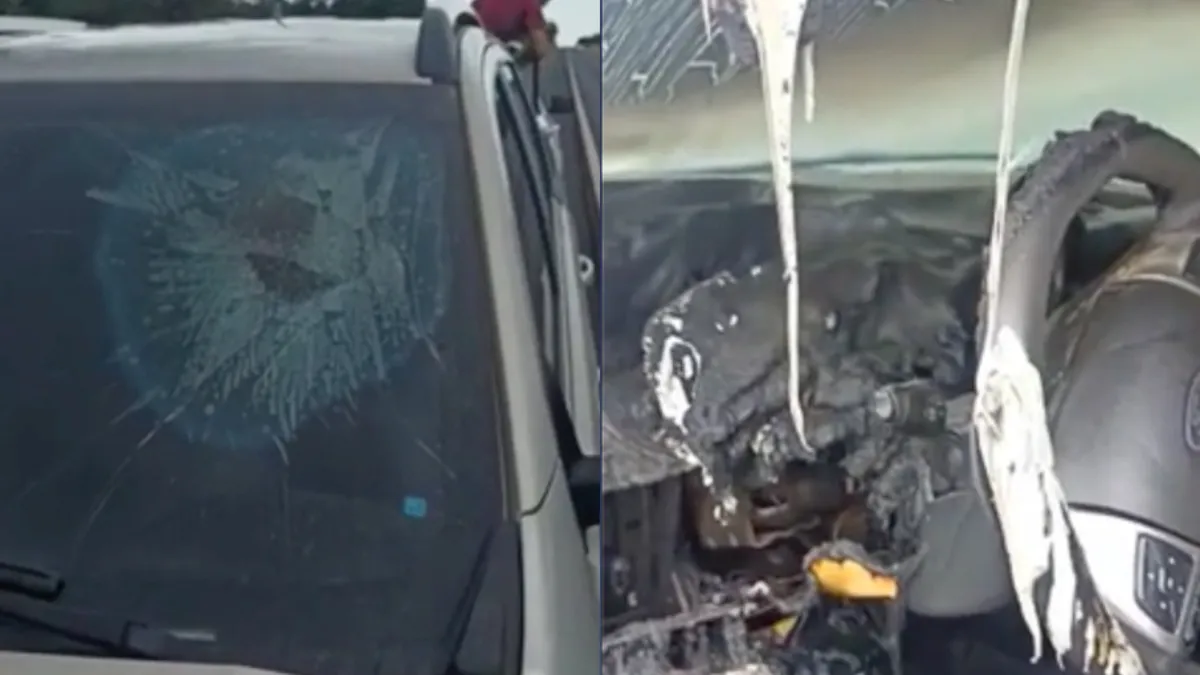 Blikseminslag heeft toch wel zijn sporen achtergelaten in auto