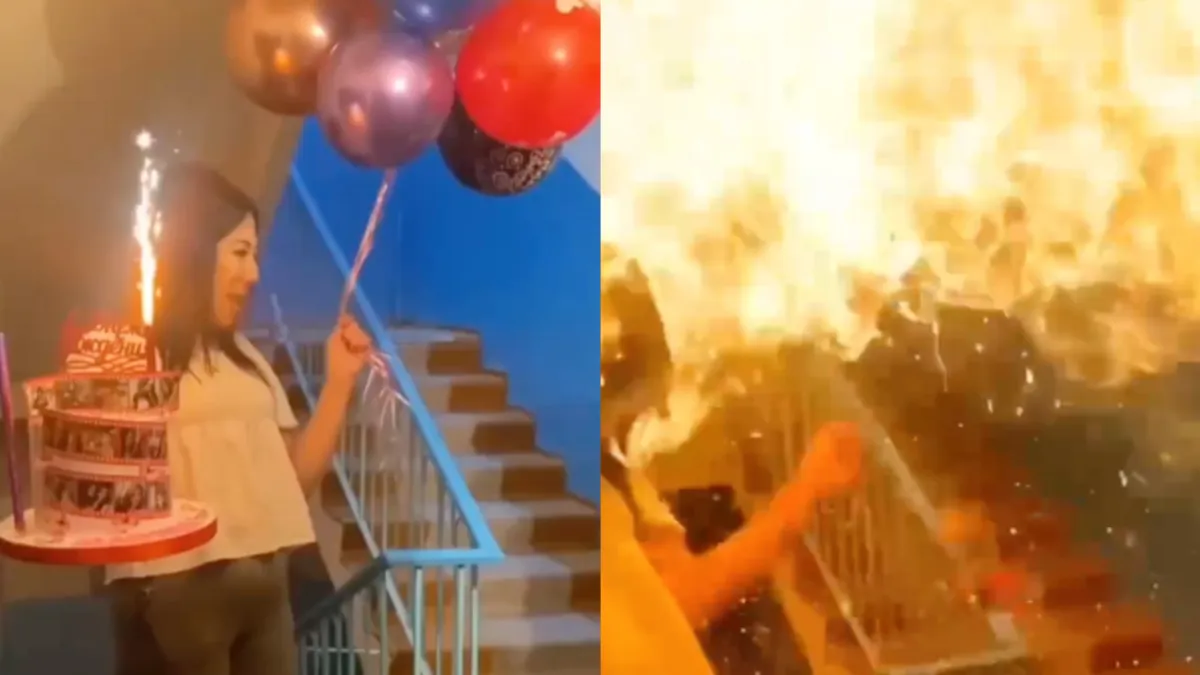 Verjaardagsfeestje begint al goed met een vuurbal