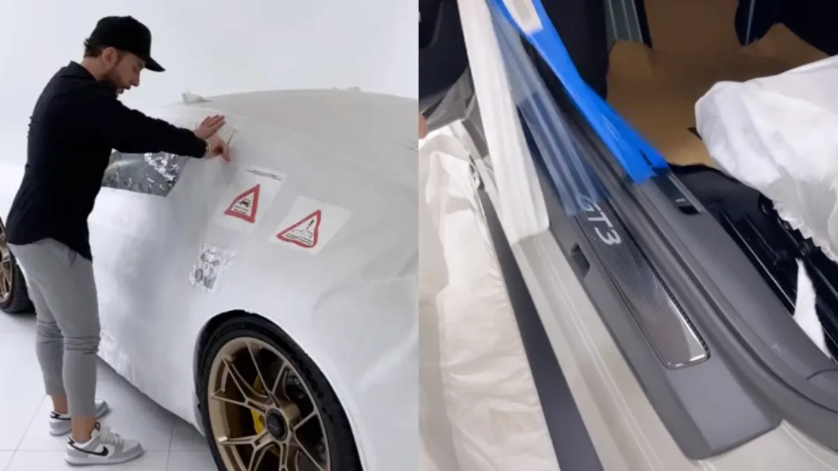 Porsche 911 RS3 uit de verpakking halen heeft iets lekkers