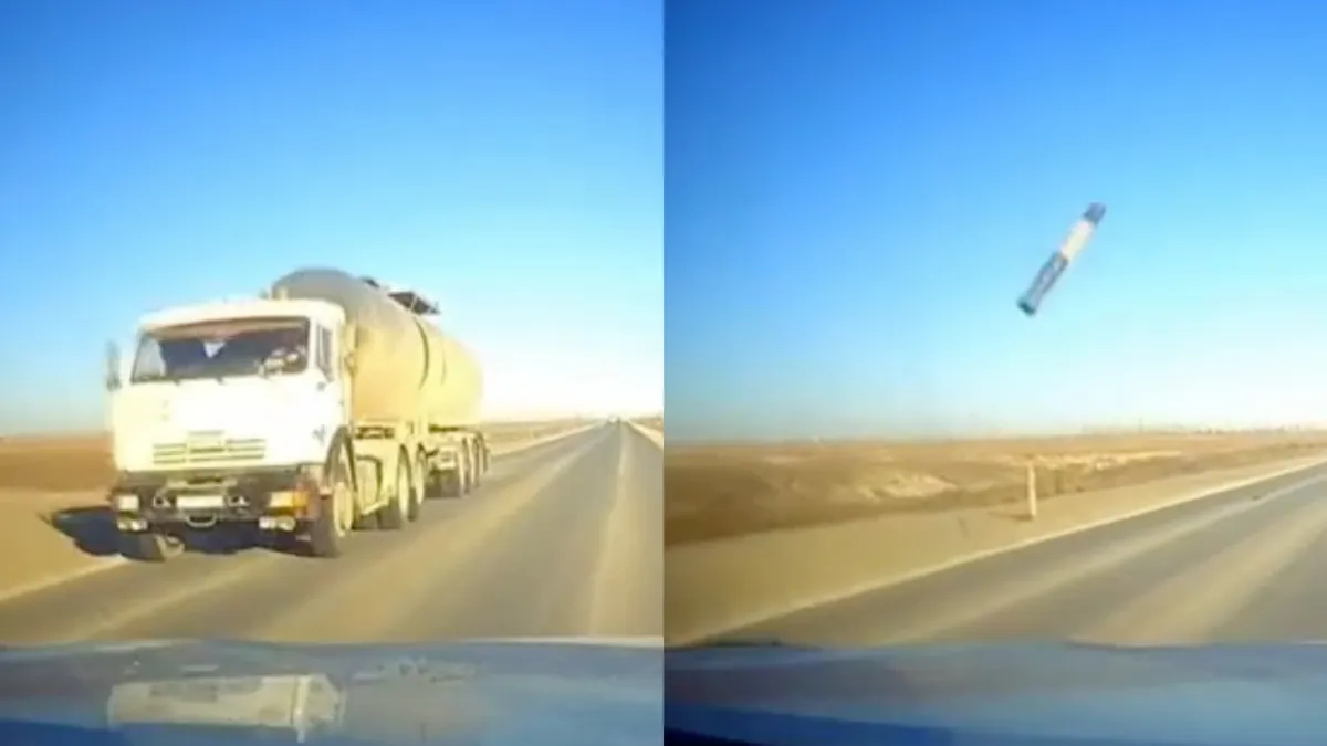 In Kazachstan krijg je gratis pijp van staal als vrachtwagen voorbij rijdt