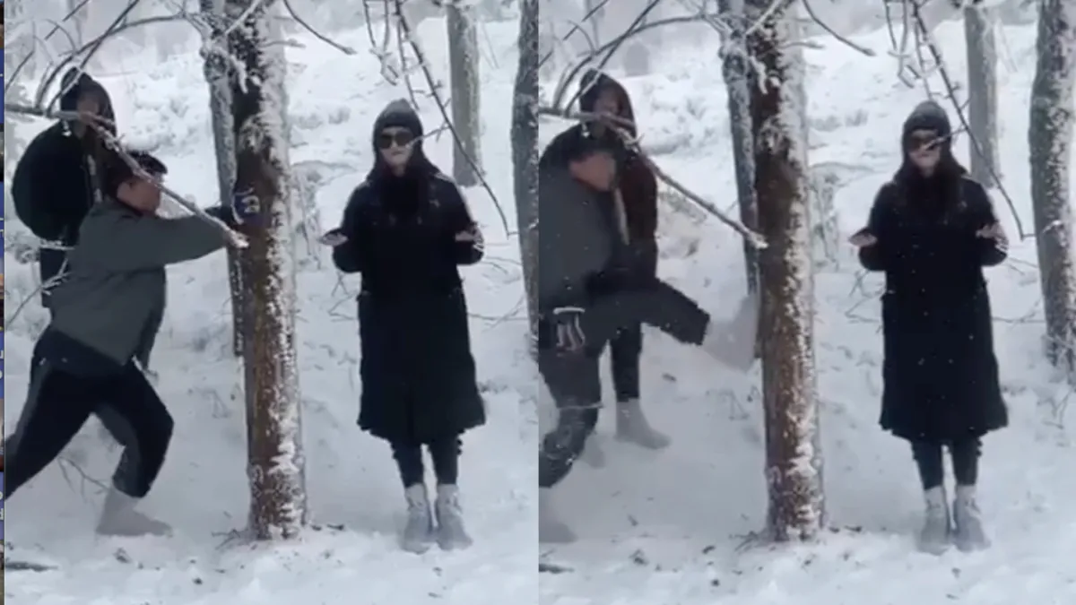 Vallende sneeuw eindigde in vallende influencer
