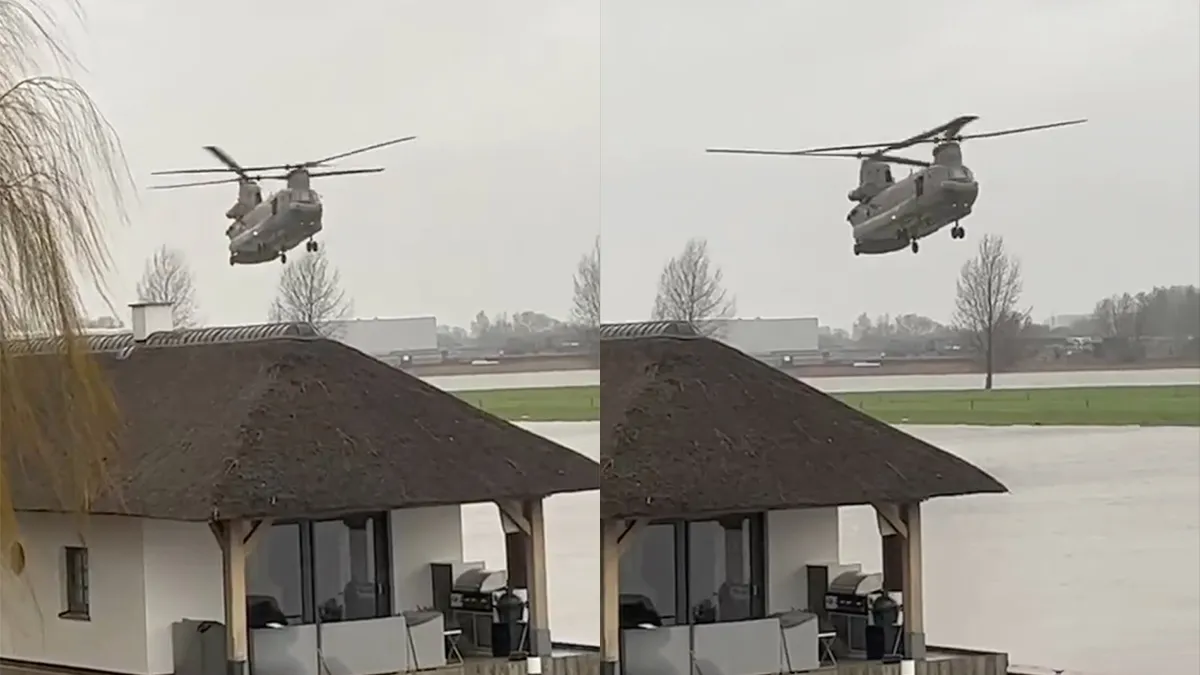 Awesome beelden van een Chinook: 'U had Pizza besteld?'
