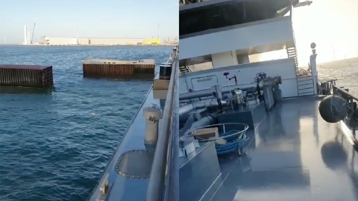 Containers vallen van boot en richten veel schade aan op andere boot