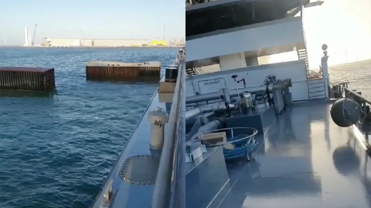 Containers vallen van boot en richten veel schade aan op andere boot
