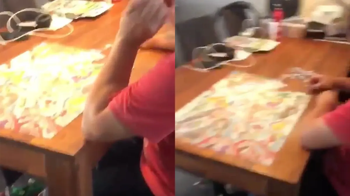 Papa is druk bezig met zijn puzzel en dochter wil onterft worden